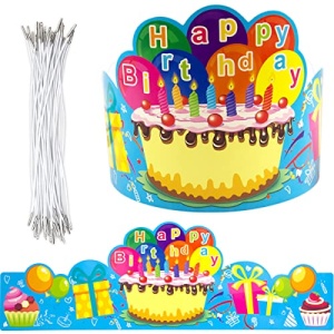 FANCY LAND Birthday Crowns for Kids Family Birthday Classroom School VBS Party Supplies Pack of 30